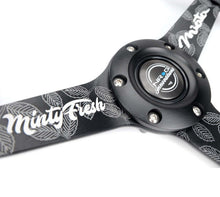 Load image into Gallery viewer, NRG Reinforced Black Perforated Leather Steering Wheel 350mm / 1.5in Deep w/ Goal Digger Blk Stitch | RST-037MB-BGD-R
