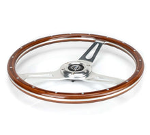 Load image into Gallery viewer, NRG Reinforced Steering Wheel (360mm) Dark Wood Grain w/Chrome 3-Spoke Center | RST-363SL
