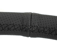 Load image into Gallery viewer, NRG Reinforced Stealth Wheel (380mm) 3 Spoke Center 1in Deep Dish - Perforated Leather Black Stitch | RST-380-STL-B
