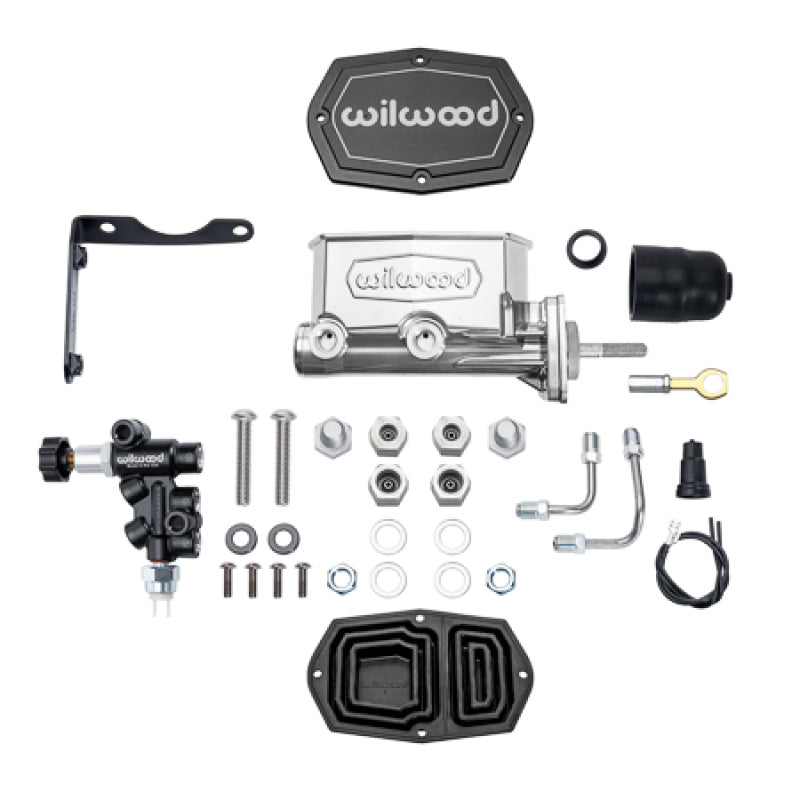 Wilwood MOPAR Compact Tandem M/C Kit w/ P-Valve & Pushrod 1in Bore - Chrome Powdercoat Wilwood