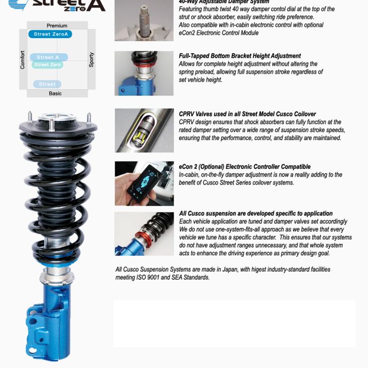 Cusco Street Zero-A 19+ Subaru Forester (SK) 40-Way Adjustable Coilovers