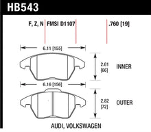 Load image into Gallery viewer, Hawk Audi A3/TT / VW EOS / Golf / Jetta / Passat / Rabbit DTC-60 Front Race Brake Pads Brake Pads - Racing Hawk Performance   
