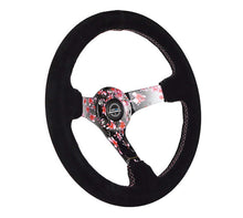 Load image into Gallery viewer, NRG Reinforced Steering Wheel (350mm) 3in Deep Pink Sakura Floral Solid Spoke - Black Suede/Stitch | RST-036SAK-S
