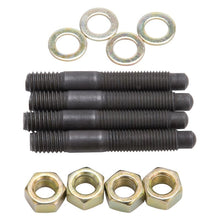Load image into Gallery viewer, Edelbrock Carburetor Rebuild Components Edelbrock Carburetor Mounting Studs Bullet Nosed Black Oxide Gold Iridite Washers/Nuts Set of 4
