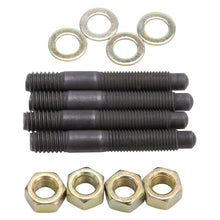Load image into Gallery viewer, Edelbrock Carburetor Rebuild Components Edelbrock Carburetor Mounting Studs Bullet Nosed Black Oxide Gold Iridite Washers/Nuts Set of 4
