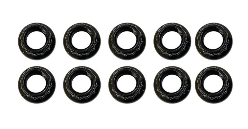 Moroso 5/16in-24 12 Point Black Oxide Flange Nut  - 10 Pack Moroso