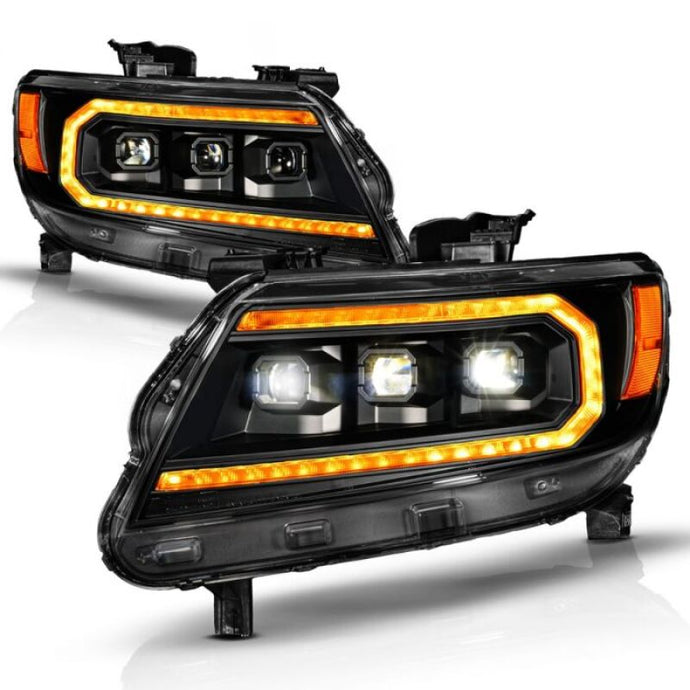 ANZO 15-22 Chevy Colorado Full LED Headlights w/ Initiation (Amber DRL) - Black ANZO