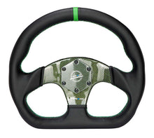Load image into Gallery viewer, NRG Carbon Fiber Flat Bottom Steering Wheel (320mm) Green CF Center w/Green Stitch/Center Mark | RST-024CF/GN
