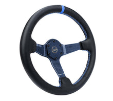 Load image into Gallery viewer, NRG Reinforced Steering Wheel (350mm) Blue Carbon Fiber Center - Blue Stitching &amp; Center Mark | RST-036CF-BL
