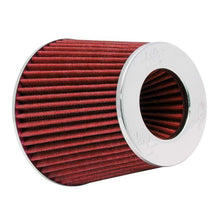 Load image into Gallery viewer, K&amp;N Universal Air Filter Chrome Round Tapered Red - 4in ID x 1.125in L x 5.5in H (Multi Lingual)
