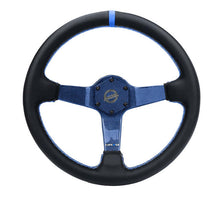 Load image into Gallery viewer, NRG Reinforced Steering Wheel (350mm) Blue Carbon Fiber Center - Blue Stitching &amp; Center Mark | RST-036CF-BL
