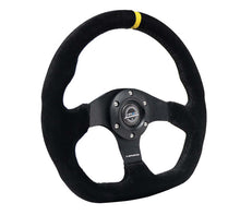 Load image into Gallery viewer, NRG Reinforced Steering Wheel (320mm) Sport Suede Flat Bottom w/ Yellow Center Mark | RST-024MB-S-Y
