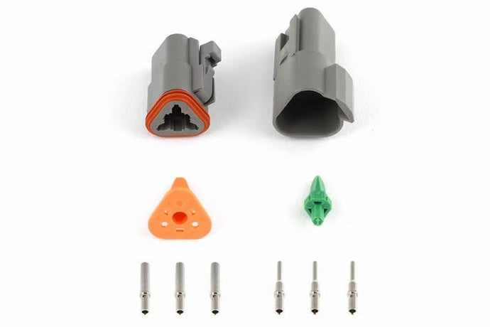 Haltech HALHT-031113 Haltech Matching Set of Deutsch DT-3 Connectors (DT06-3S + DT04-3P) - (13 Amp) Plug & Pins