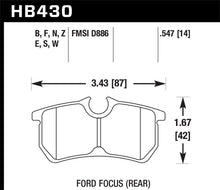 Load image into Gallery viewer, Hawk Performance HAWKHB430B.547 Hawk 00-07 Ford Focus HPS 5.0 Rear Street Brake Pads

