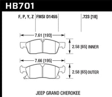 Load image into Gallery viewer, Hawk Performance HAWKHB701Y.723 Hawk 11-12 Dodge Durango / 11-12 Jeep Grand Cherokee LTS Front Street Brake Pads
