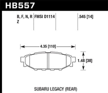 Load image into Gallery viewer, Hawk Performance HAWKHB557B.545 Hawk 2013-2014 Subaru BRZ Ltd (277mm Fr Disc/Solid Rr Disc) High Perf. Street 5.0 Rear Brake Pads
