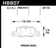 Hawk Performance HAWKHB807B.587 Hawk 2014 Porsche 911 HPS 5.0 Rear Brake Pads