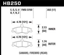 Load image into Gallery viewer, Hawk Performance HAWKHB250F.653 Hawk 98-02 Chevrolet Camaro 5.7L/3.8L / 98-02 Pontiac Firebird 5.7L/3.8L  HPS Street Rear Brake Pads
