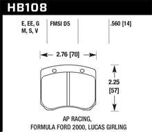 Load image into Gallery viewer, Hawk Performance HAWKHB108G.560 Hawk AP Racing/FF 2000 14mm DTC-60 Rear Race Brake Pads
