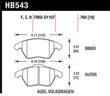 Load image into Gallery viewer, Hawk Performance HAWKHB543F.760 Hawk Audi A3 Quattro / VW EOS / Golf / Jetta / Passat / Rabbit HPS Front Brake Pads
