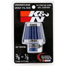 Load image into Gallery viewer, K&amp;N Engineering Air Filters - Universal Fit K&amp;N 2in Base OD x .375in Flange ID x 1.75in H Rubber Base Crankcase Vent Filter - Blue
