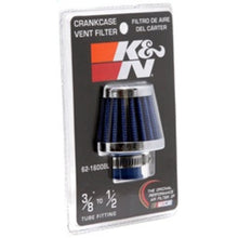 Load image into Gallery viewer, K&amp;N Engineering Air Filters - Universal Fit K&amp;N 2in Base OD x .375in Flange ID x 1.75in H Rubber Base Crankcase Vent Filter - Blue
