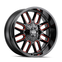 Load image into Gallery viewer, Mayhem Wheels - Cast Mayhem 8107 Cogent 20x9 / 6x135 BP / 18mm Offset / 106mm Hub Black w/ Prism Red Wheel
