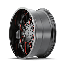 Load image into Gallery viewer, Mayhem Wheels - Cast Mayhem 8107 Cogent 20x9 / 6x135 BP / 18mm Offset / 106mm Hub Black w/ Prism Red Wheel
