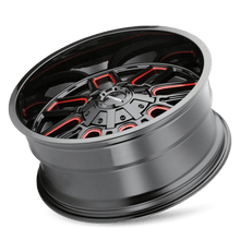 Load image into Gallery viewer, Mayhem Wheels - Cast Mayhem 8107 Cogent 20x9 / 6x135 BP / 18mm Offset / 106mm Hub Black w/ Prism Red Wheel
