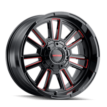 Load image into Gallery viewer, Mayhem Wheels - Cast Mayhem 8115 Apollo 20x9 / 8x170 BP / 18mm Offset / 125.2mm Hub Black w/ Prism Red Wheel
