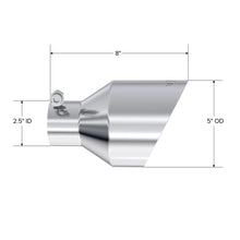 Load image into Gallery viewer, MBRP Tips MBRP T304 SS Tip 2.5in ID, 5in OD Out, 8in Length, Angle Cut, Dual Wall
