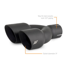Load image into Gallery viewer, Mishimoto MISMMEXH-TIP-FSTBK Mishimoto Dual Offset Tips 2.5in Inlet 3in Outlet Slash Cut - Black
