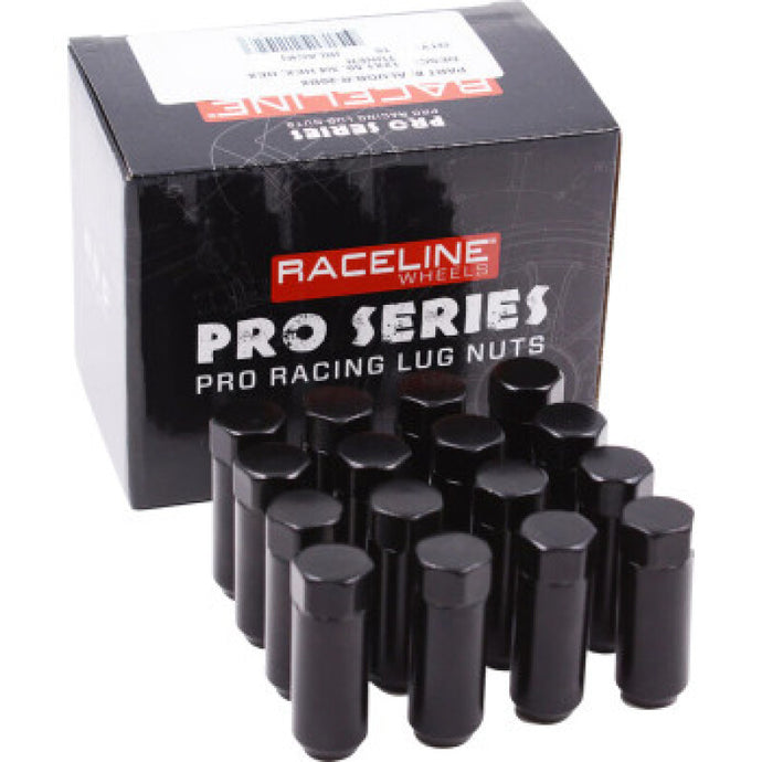 Raceline RCLALUGB-R-20BX Raceline Military Lug Nuts - 3/4in -12mm x 1.5in - 16 Pack - Black