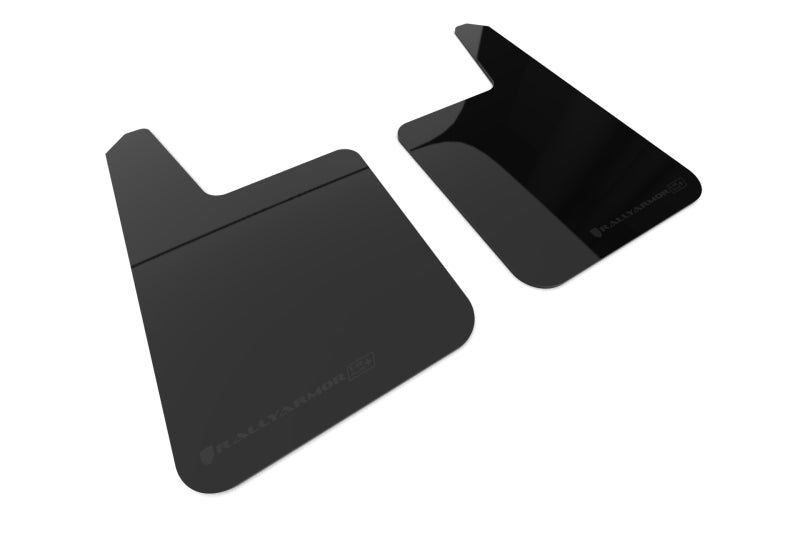 Rally Armor RALMF20-URP-BLK-MBK-LRT Rally Armor Universal Black UR Plus Mud Flap  w/ Metallic Black Logo - Pair