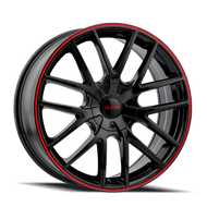 Touren Wheels - Cast Touren 3260 TR60 17x7.5 / 5x112/120 BP / 42mm Offset / 72.62mm Hub Gloss Black w/ Red Ring Wheel