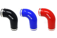 Load image into Gallery viewer, Burger Motorsports Toyota Tacoma 2.4L turbo intake upgrade in black blue and red silicone elbow pipes

