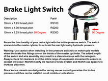 Load image into Gallery viewer, Vortex Racing Brake Line Kits Vortex Racing Rearsets Replacement Brake Light Press Switch M10 x 1.00
