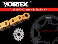 Vortex Racing Chains Vortex Racing V3 2.0 Chain and Sprocket Kit 2910-16,526K-45,G525SX3-112- Gold