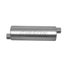 Load image into Gallery viewer, Gibson SFT Superflow Offset/Offset Round Muffler - 6x24in/2.5in Inlet/2.5in Outlet - Stainless Muffler Gibson
