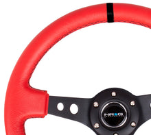 Load image into Gallery viewer, NRG Reinforced Steering Wheel (350mm / 3in. Deep) Red Suede w/Blk Circle Cutout Spokes Steering Wheels NRG
