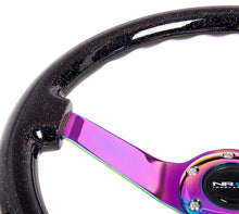 Load image into Gallery viewer, NRG Reinforced Steering Wheel (350mm / 3in. Deep) Classic Blk Sparkle w/4mm Neochrome 3-Spoke Center Steering Wheels NRG
