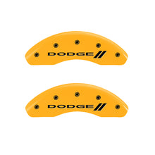 Load image into Gallery viewer, MGP 4 Caliper Covers Engraved F &amp; R w/ Stripes/Dodge Yellow Finish Black Char 2005 Dodge Neon Caliper Covers MGP
