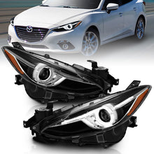 Load image into Gallery viewer, ANZO Projector Headlights With Halo Black w/Amber 14-17 Mazda 3 Headlights ANZO
