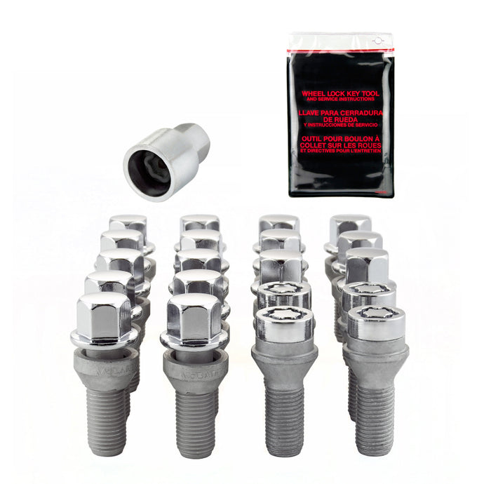 McGard 5 Lug Hex Install Kit w/Locks (Cone Seat Bolt) M14X1.5 / 17mm Hex / 28.0mm Shank L. - Chrome Wheel Bolts McGard