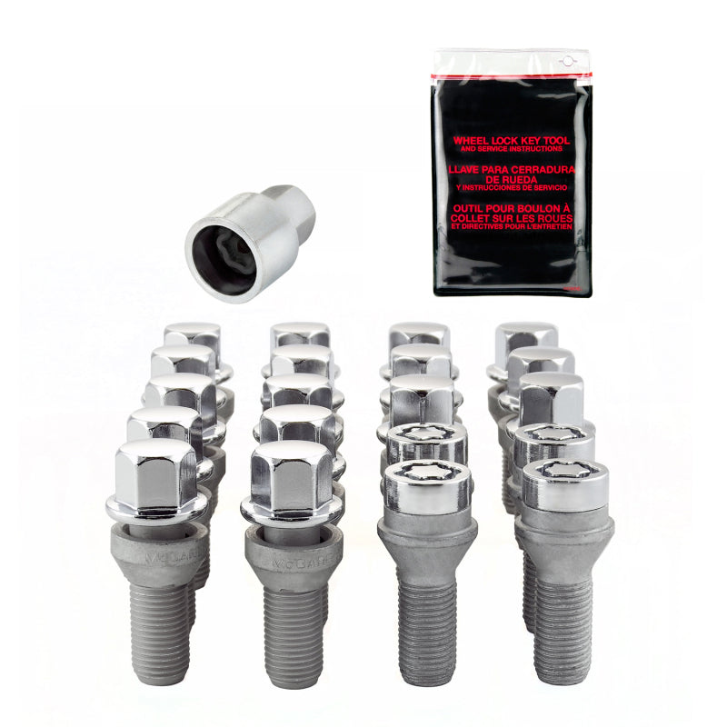 McGard 5 Lug Hex Install Kit w/Locks (Cone Seat Bolt) M14X1.5 / 17mm Hex / 28.0mm Shank L. - Chrome Wheel Bolts McGard