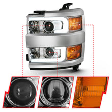 Load image into Gallery viewer, ANZO 2015-2016 Chevrolet Silverado Projector Headlights w/ Plank Style Design Chrome w/ Amber Headlights ANZO
