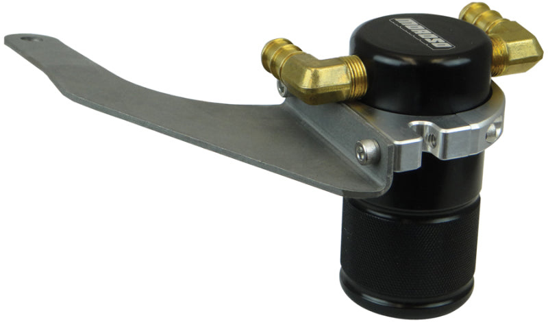Moroso 15-18 Ford Mustang EcoBoost Air/Oil Separator Catch Can - Small Body - Billet Aluminum -Black Oil Catch Cans Moroso