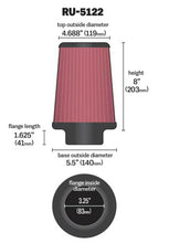 Load image into Gallery viewer, K&amp;N Filter Universal Rubber Filter 3.25  Flange 5.5 Base 4.6875 Top 8 Height Air Filters - Universal Fit K&amp;N Engineering   
