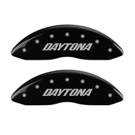MGP 4 Caliper Covers Engraved Front & Rear Daytona Black finish silver ch | 12001SDAYBK