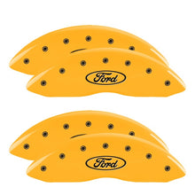 Load image into Gallery viewer, MGP 4 Caliper Covers Engraved Front &amp; Rear No bolts/Sport Yellow finish black ch Caliper Covers MGP
